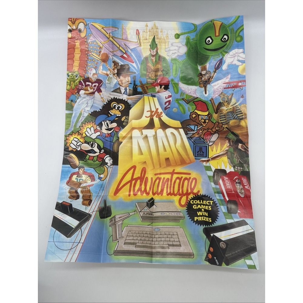 Atari 7800 Advantage Promotional Poster Vintage 1980s Video Game Store Display